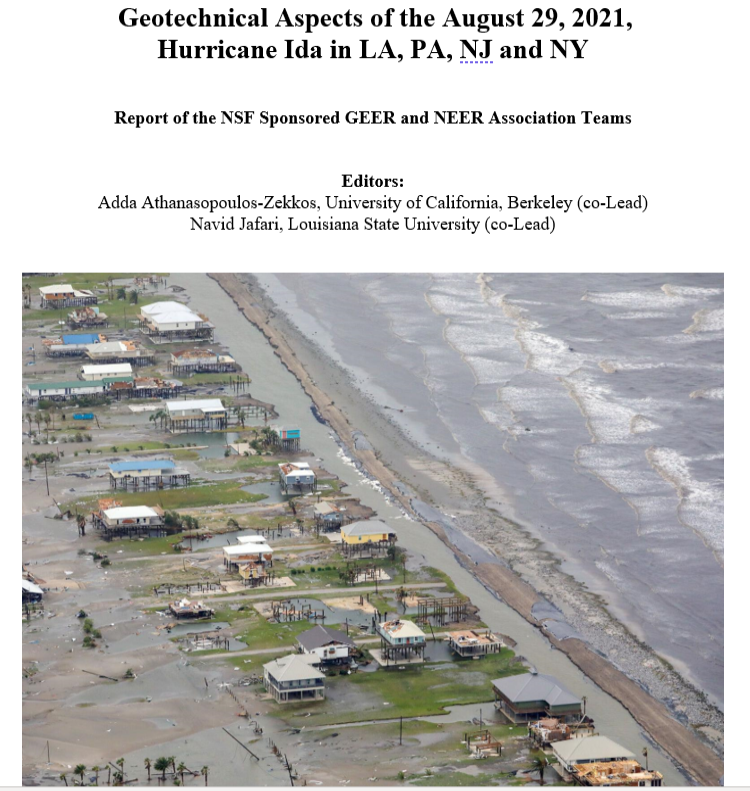 Athanasopoulos-Zekkos leads GEER mission for Hurricane Ida. Final report is released.