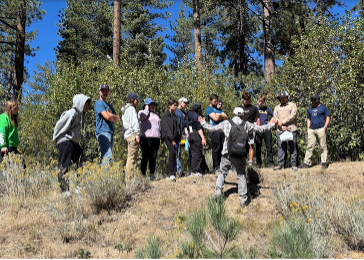 Students in the landscape.